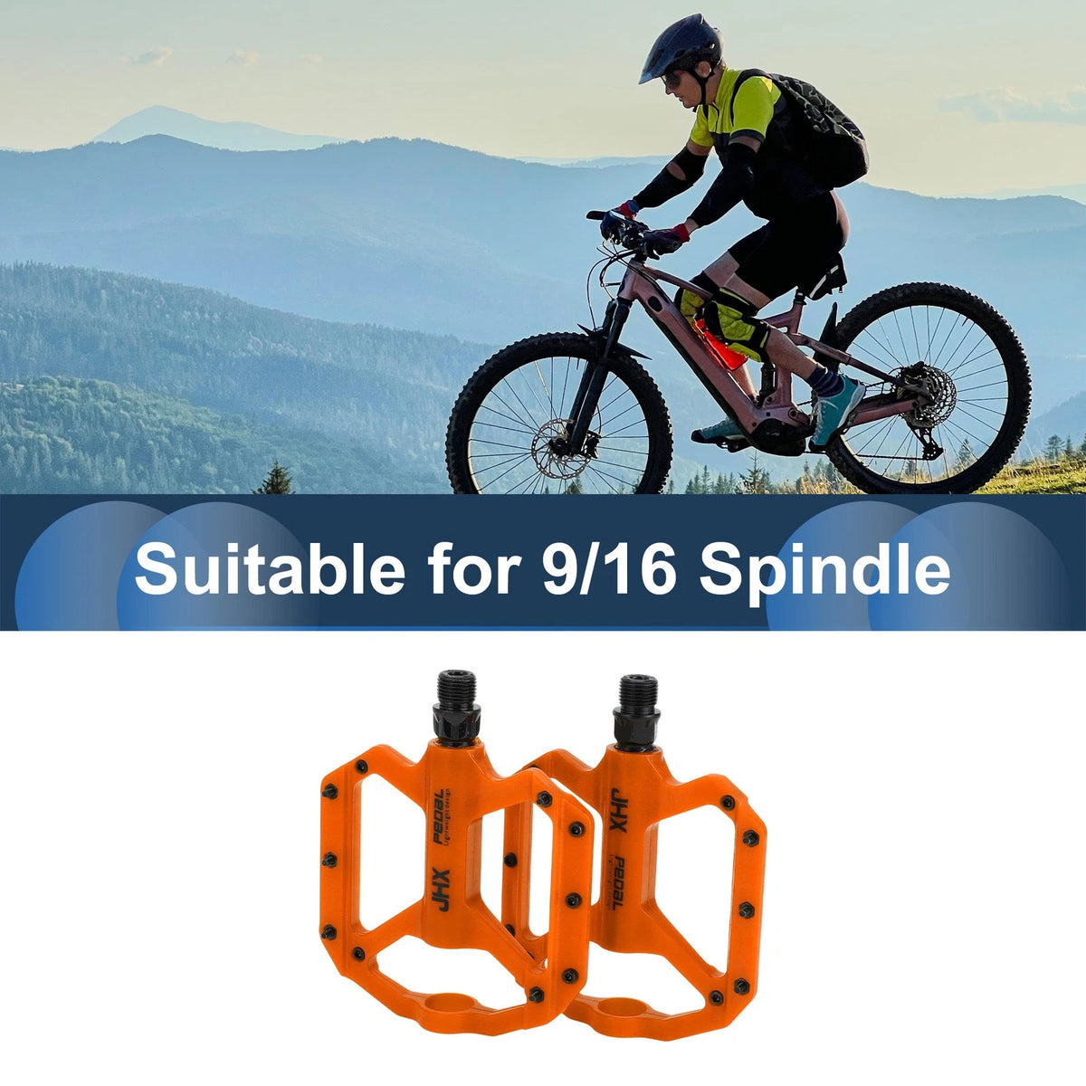 Cycling Bike Pedals 9/16 Nylon Replacement for Road Mountain BMX MTB (Orange)