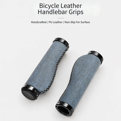 Ergonomic PU Leather Bicycle Grips for 22.2mm Handlebars