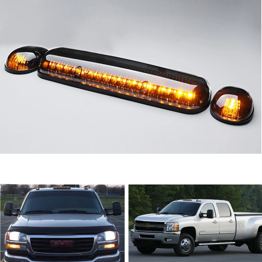 Set of 4 Amber LED Cab Roof Running Lights for Chevy Silverado GMC Sierra (2002–2007)