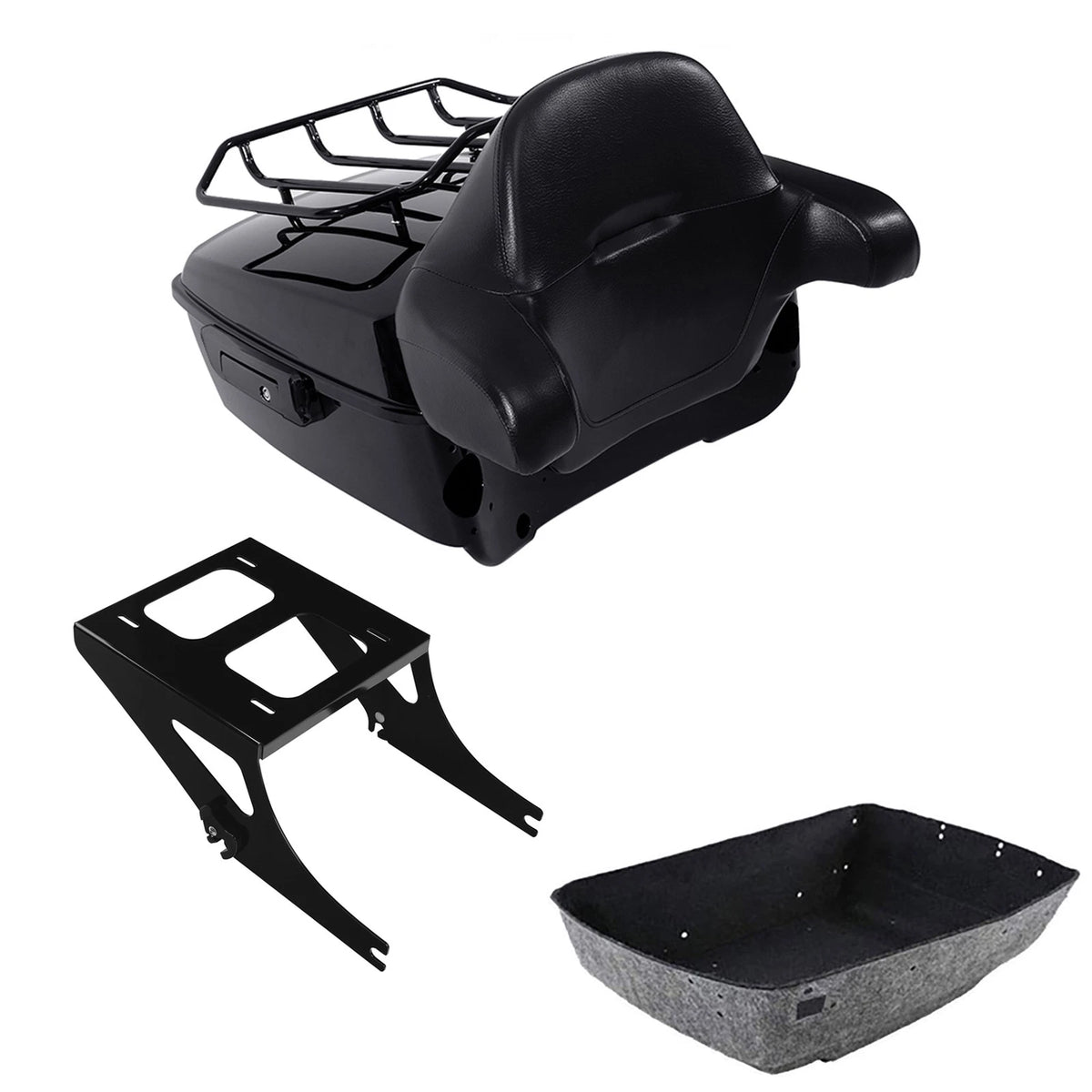 Trunk Luggage Backrest Mounting Rack for Harley Fat Boy (2008–2017) Black