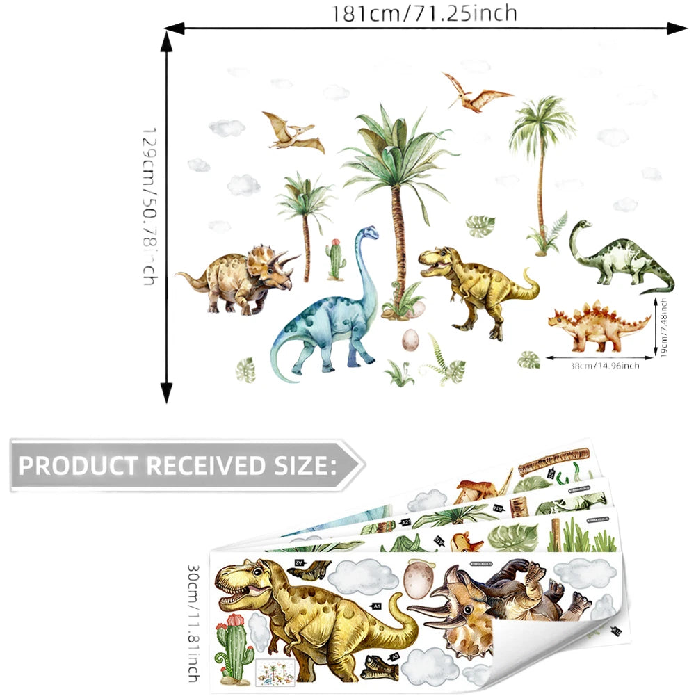 Removable Dinosaur and Cloud Wall Decals for Bedroom (No Year Range)