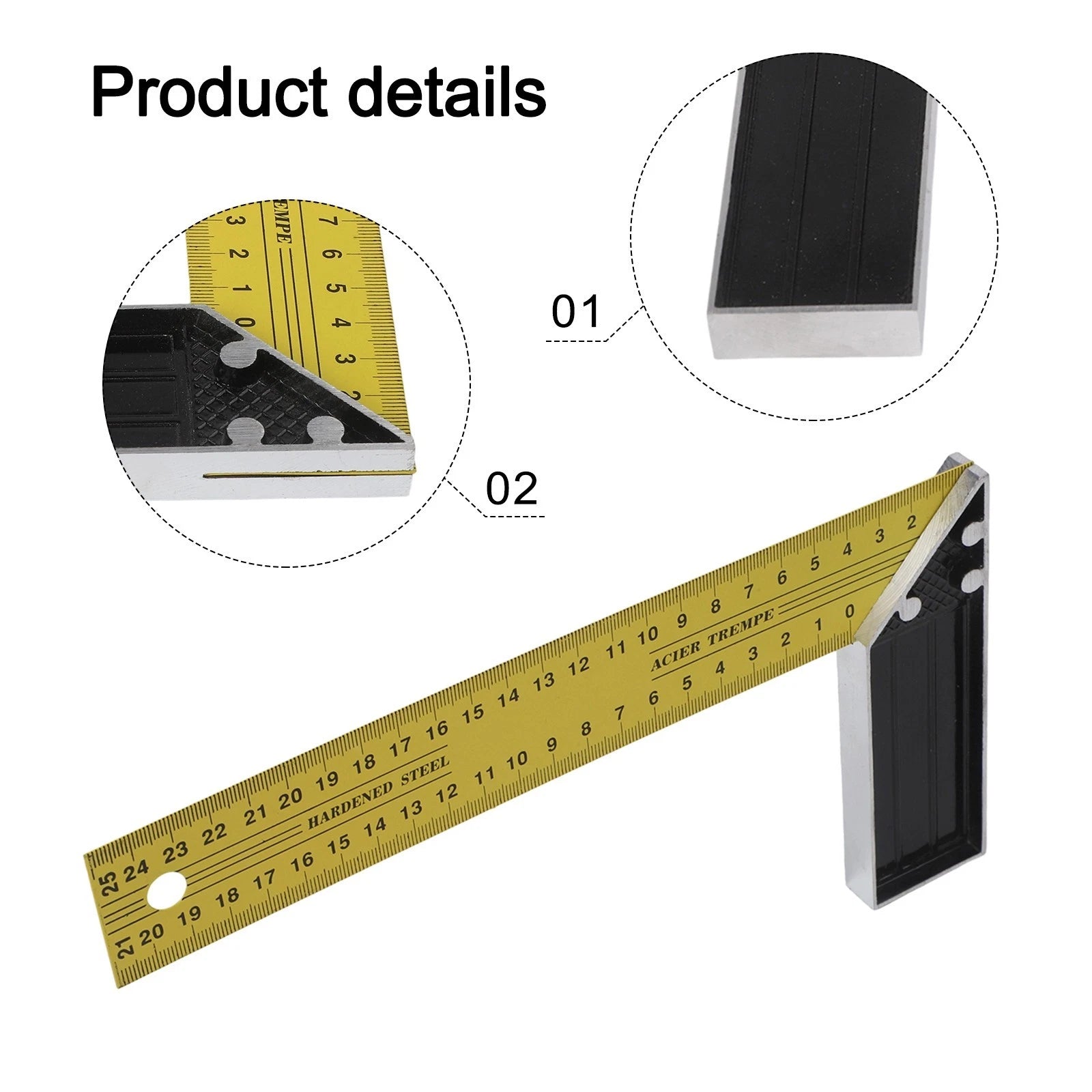 Square Ruler Stainless Steel Tool for Woodworking (Ruler)