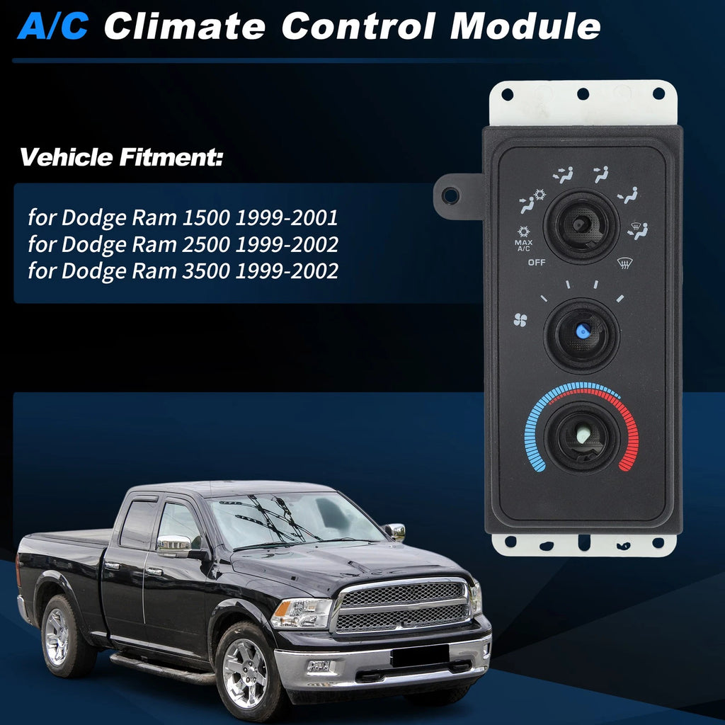 A/C Heater Climate Control Module Panel for Dodge Ram 2500 3500 (1999–2002)