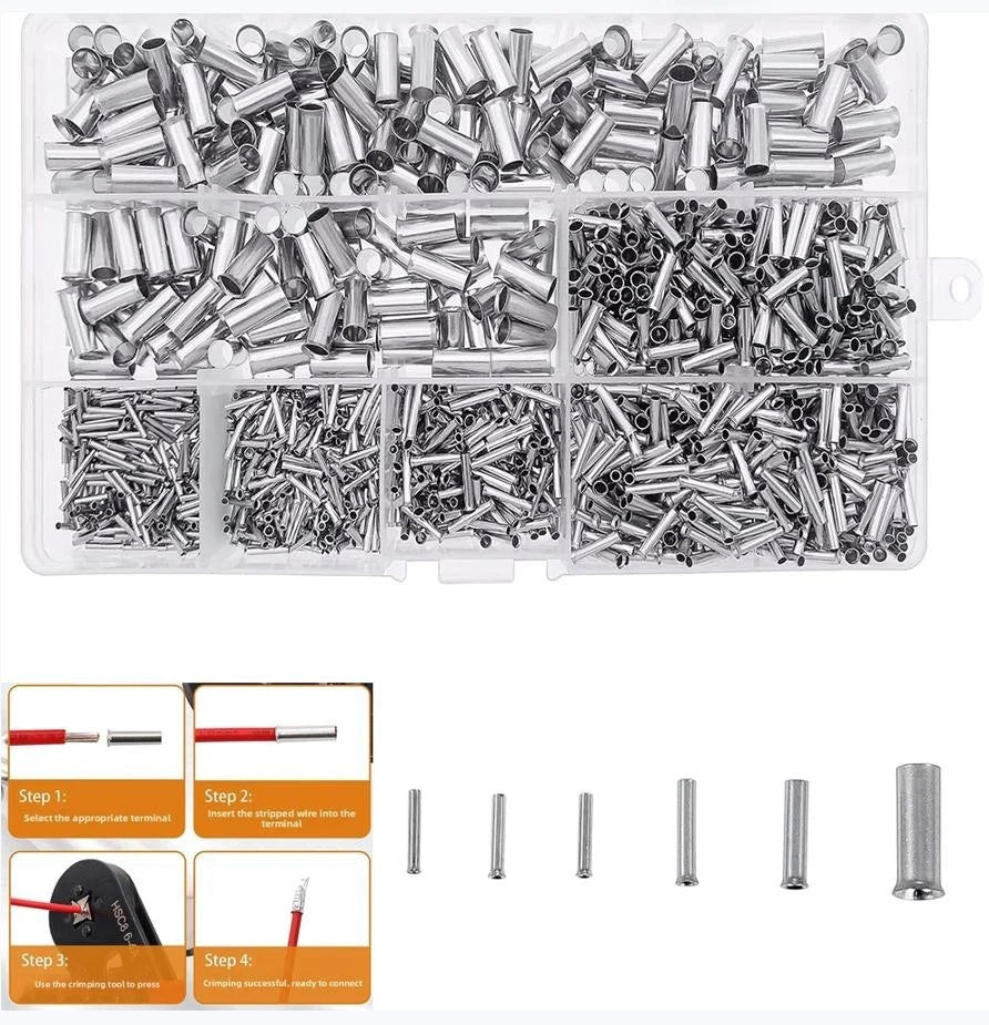 1950 Pcs Electrical Wire Ferrules Kit with Multiple Size Fittings
