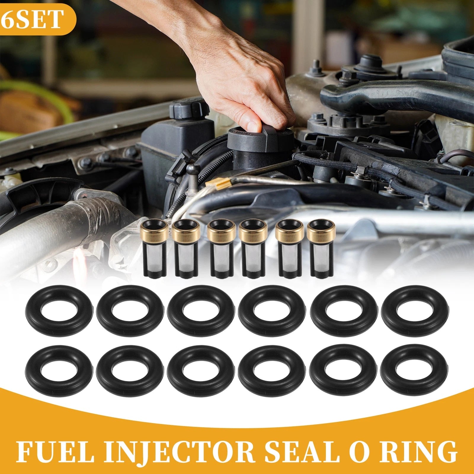Fuel Injector Seal O Ring Replacement for BMW 325Ci (2001–2006) NBR Rubber 6 Sets