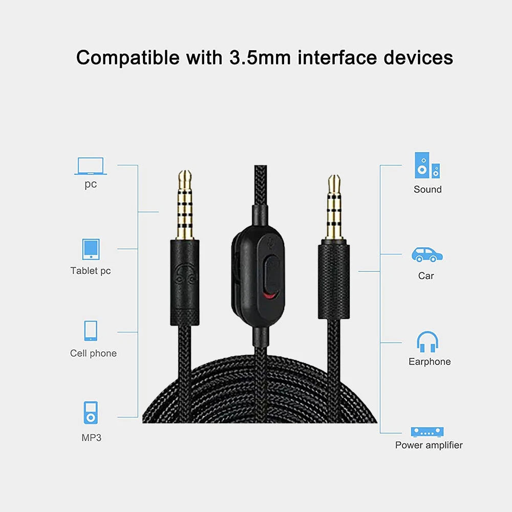 2m Audio Cable for Logitech G Pro G Pro X G433 G233