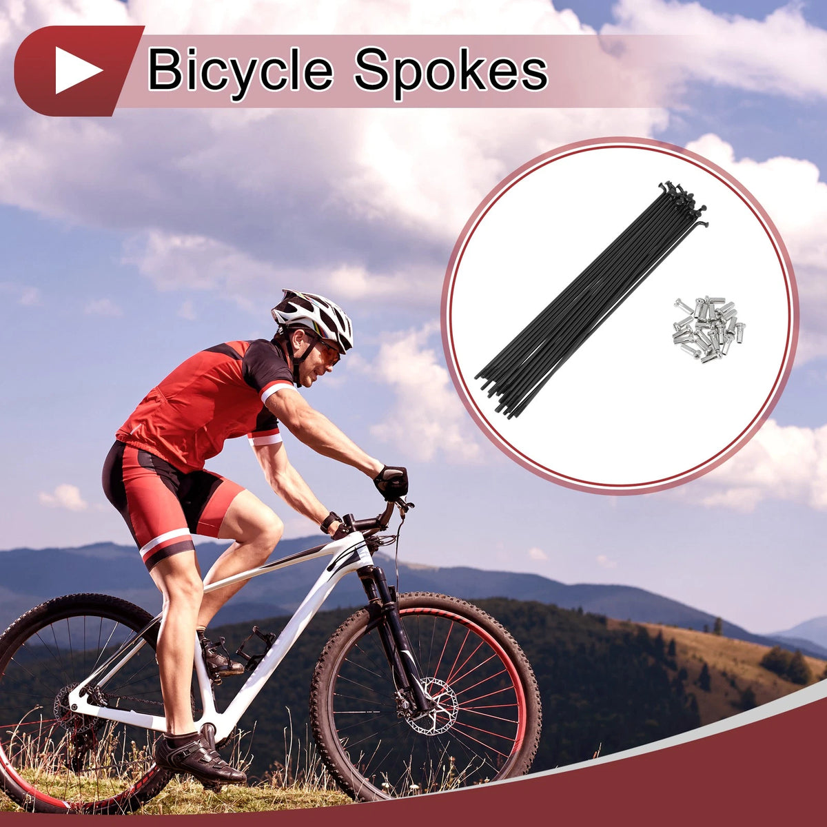 13G Bicycle Spokes 169mm 304 Stainless Steel Black Set for Bike Wheels