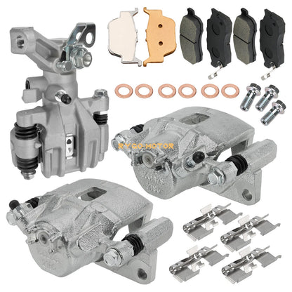 Front & Rear Brake Calipers w/Pads for Honda Pioneer 500 520 (2016–2023)