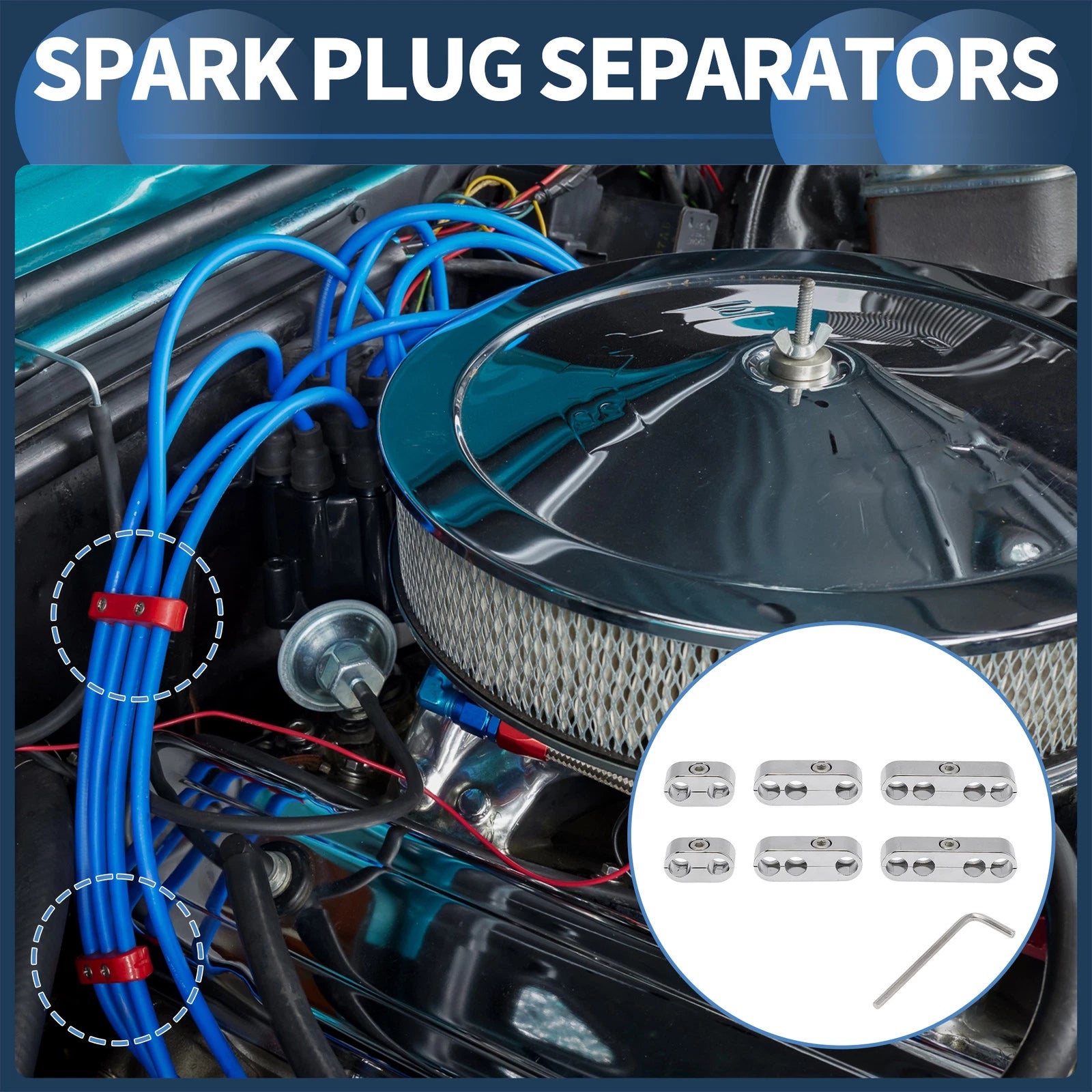 Set of 6 Spark Plug Wire Separators for Ford (7mm, 8mm)