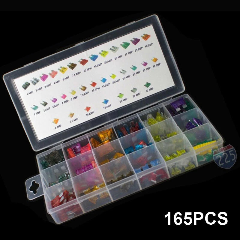 165 Pcs Assorted Low Profile Micro Blade Fuse for Auto (10V-32V, 1A-40A)