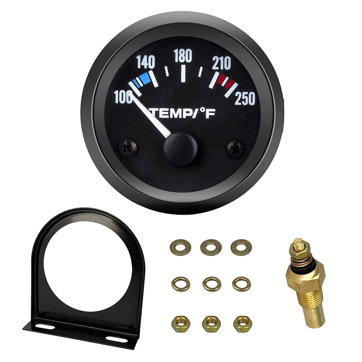 Water Temperature Gauge 52mm 100-250F 12V Universal for Car Boat