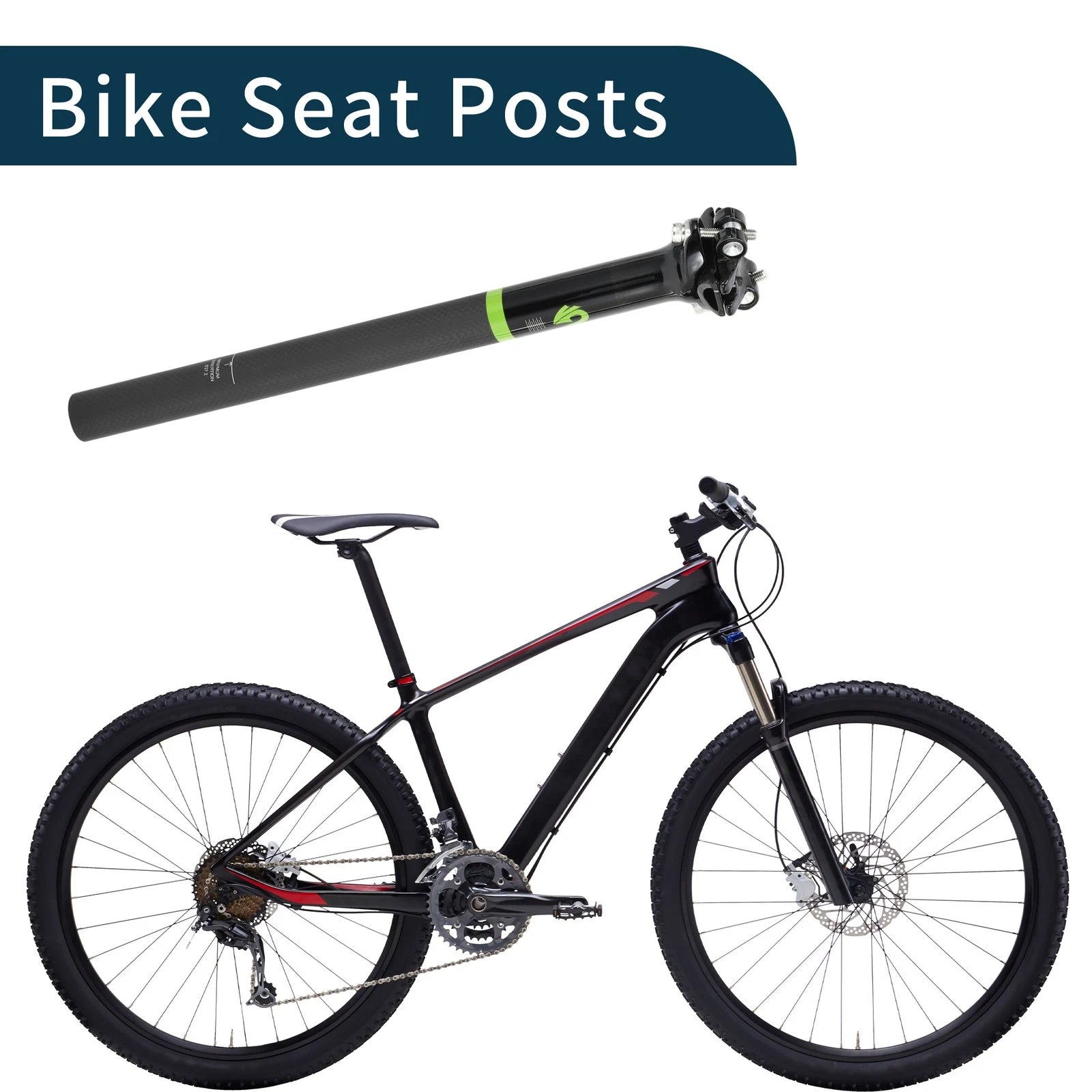 Bike Seat Post 27.2x350mm Replacement Saddle Post for Universal Bikes (All Years)