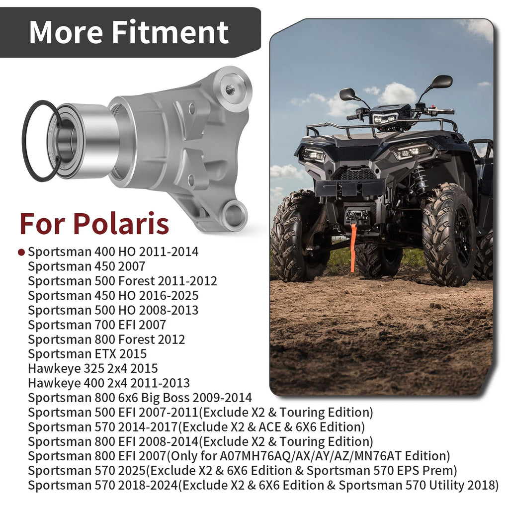 2 Rear Wheel Bearing Carrier & Bearing for Polaris Sportsman 400 450 500 570 800 (2000–2023)