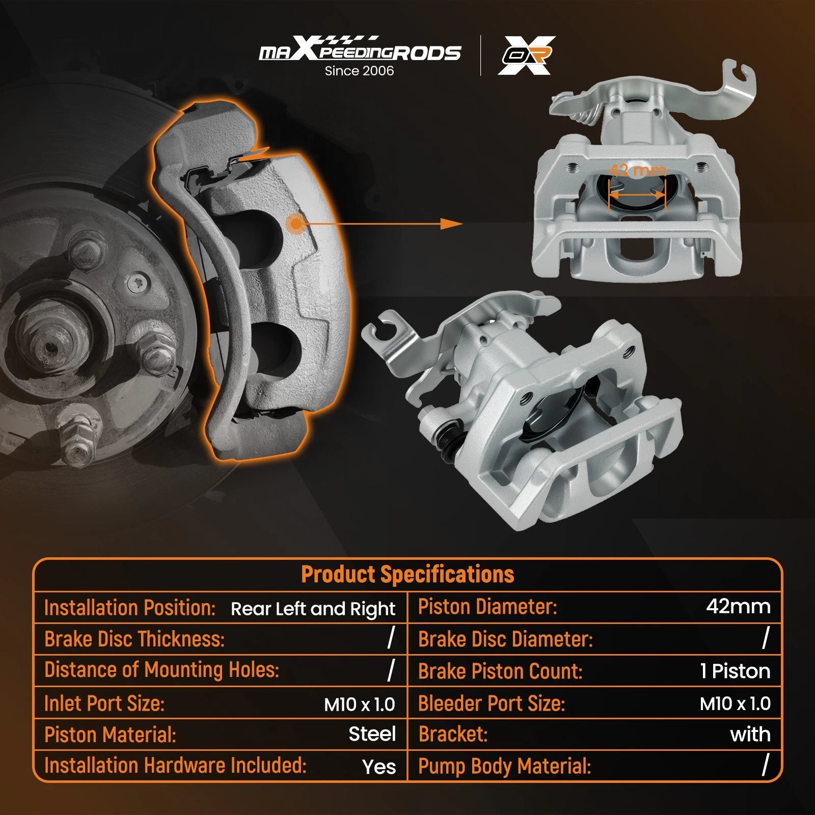 Brake Caliper Rear Pair for Ford Taurus Mercury Sable (2008–2009)