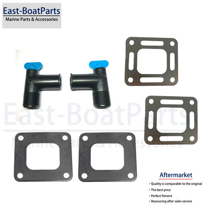 PAIR MerCruiser Exhaust Manifold 90 Degree Fitting Drain Plug Elbow 22-862210a01