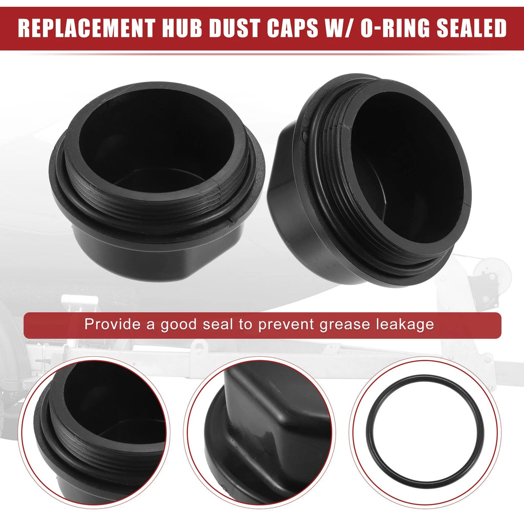 Trailer Bearing Hub Cap Replacement Set 4PC for Vortex Plastic Black