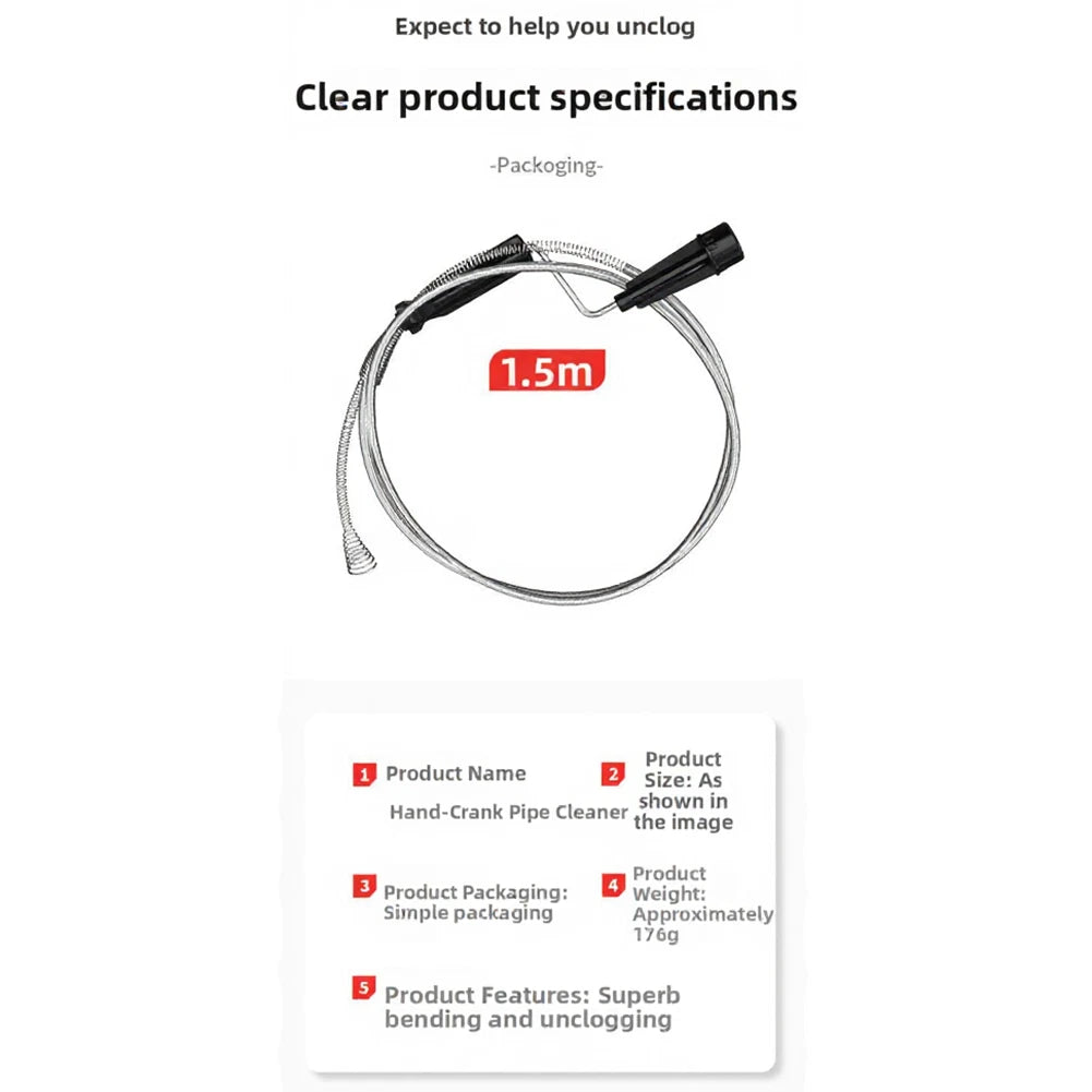 Spiral Drain Opener for Tough Clogs in Pipes