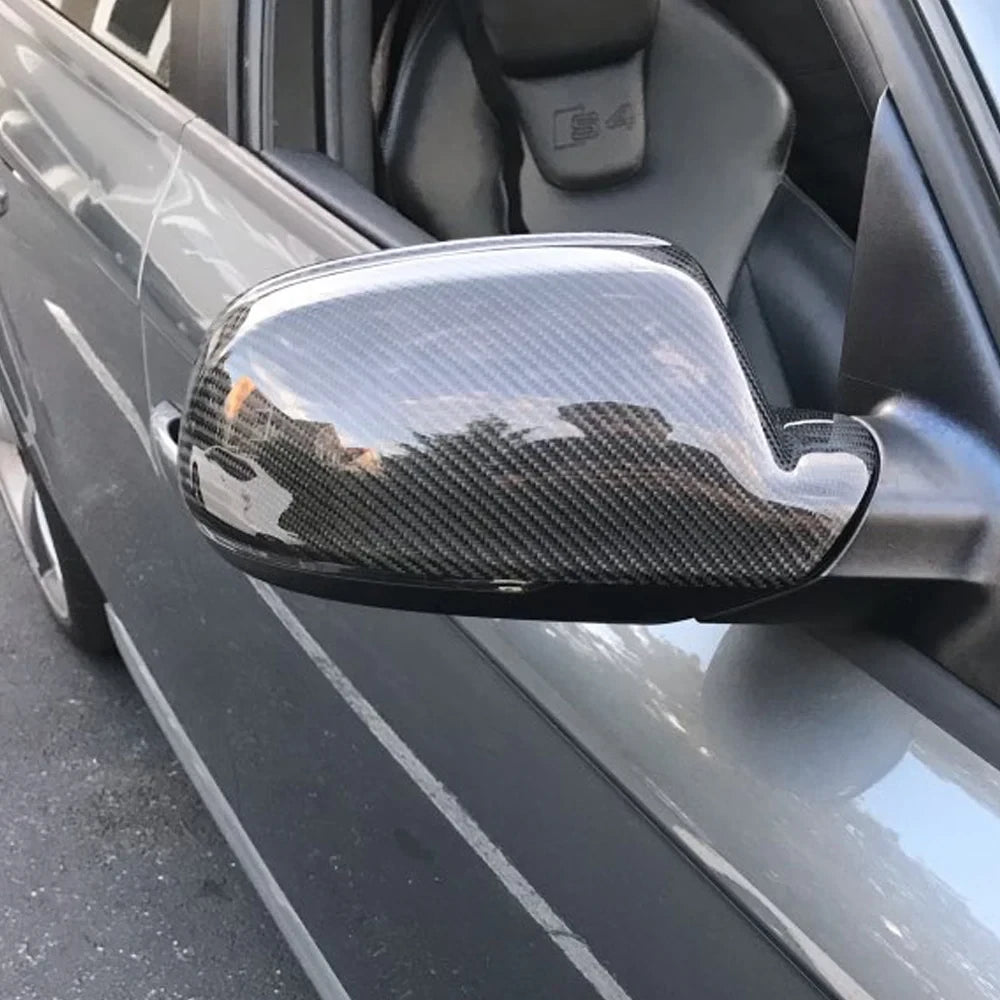Set of 2 Carbon Look Rearview Mirror Cover Caps for Audi A4/S4 8B8 (2010–2015)