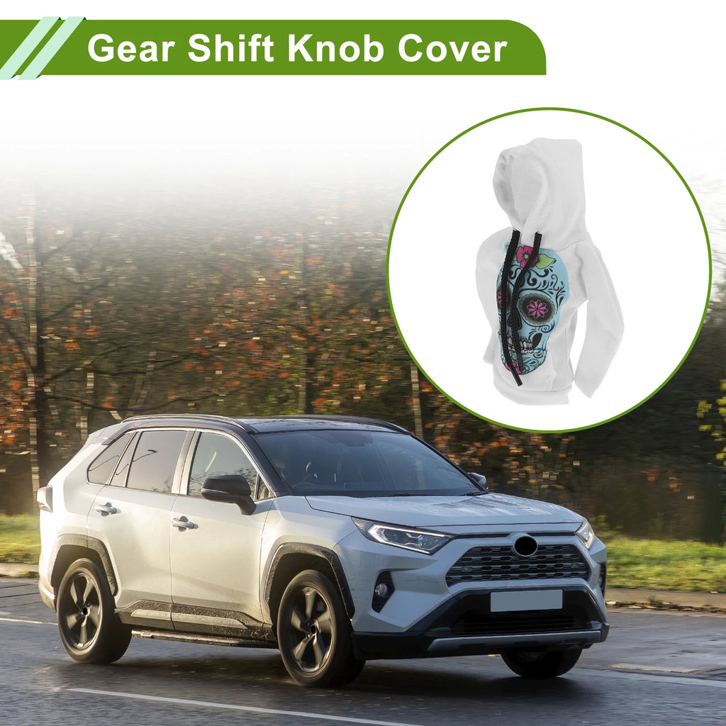 Gear Shift Knob Cover for Universal Cars - Blue White Polyester