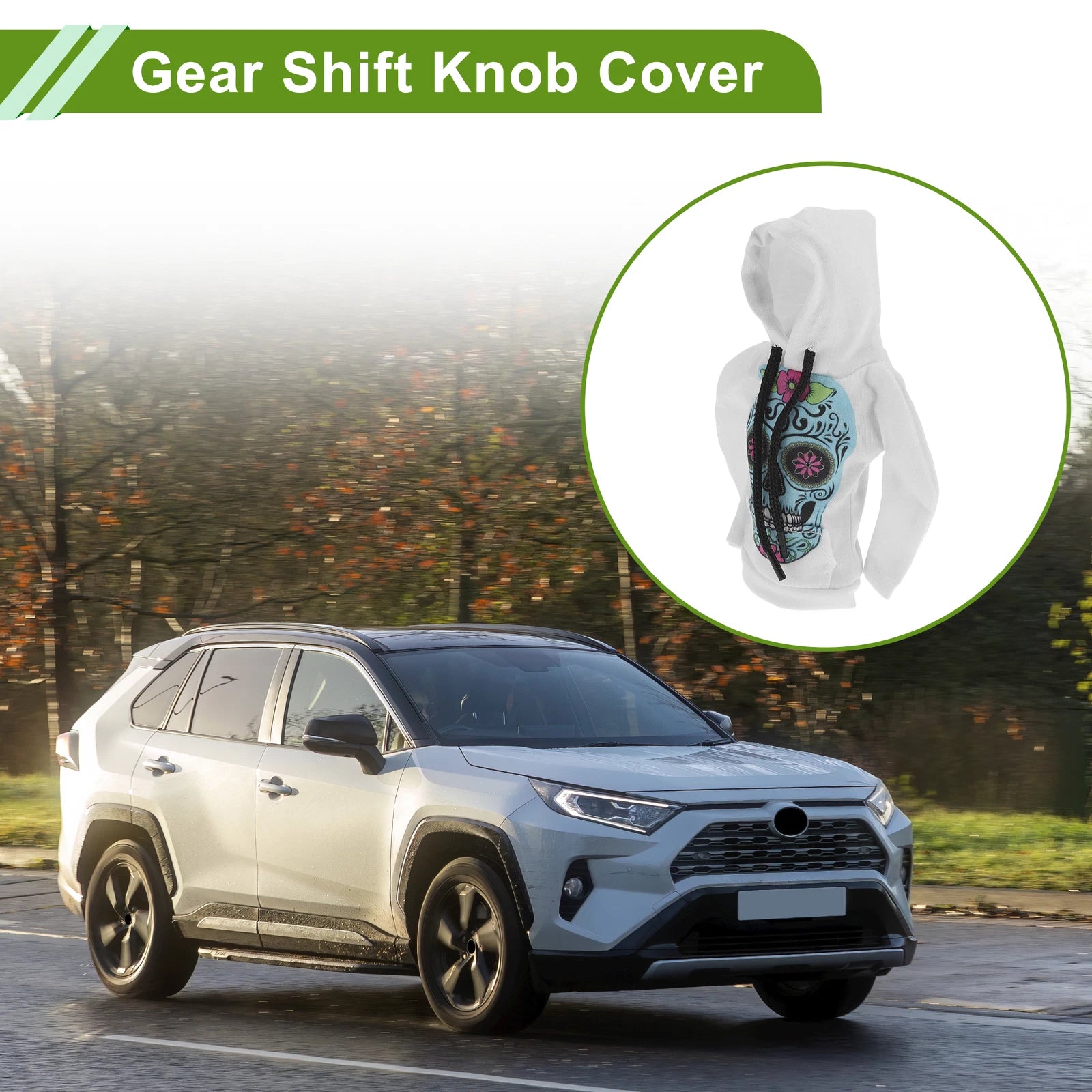 Gear Shift Knob Cover for Universal Cars - Blue White Polyester