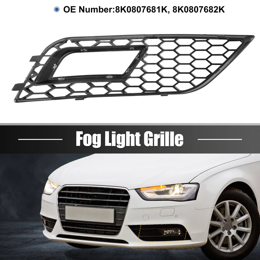 Pair Front Bumper Fog Light Mesh Grille Cover for Audi A4 B8.5 (2013–2016) Chrome
