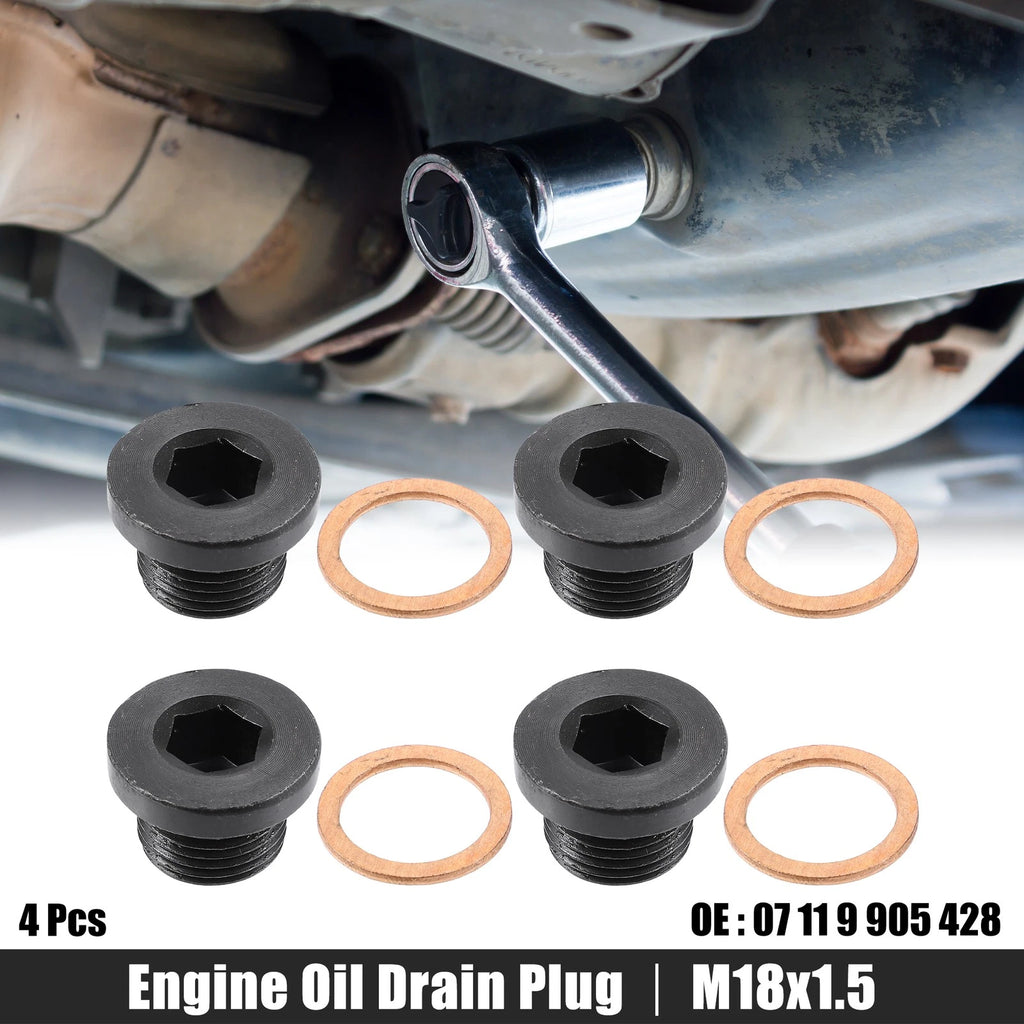 Engine Oil Drain Plug Screw with Gasket 4 Pack for BMW Mazda (1990–2025)