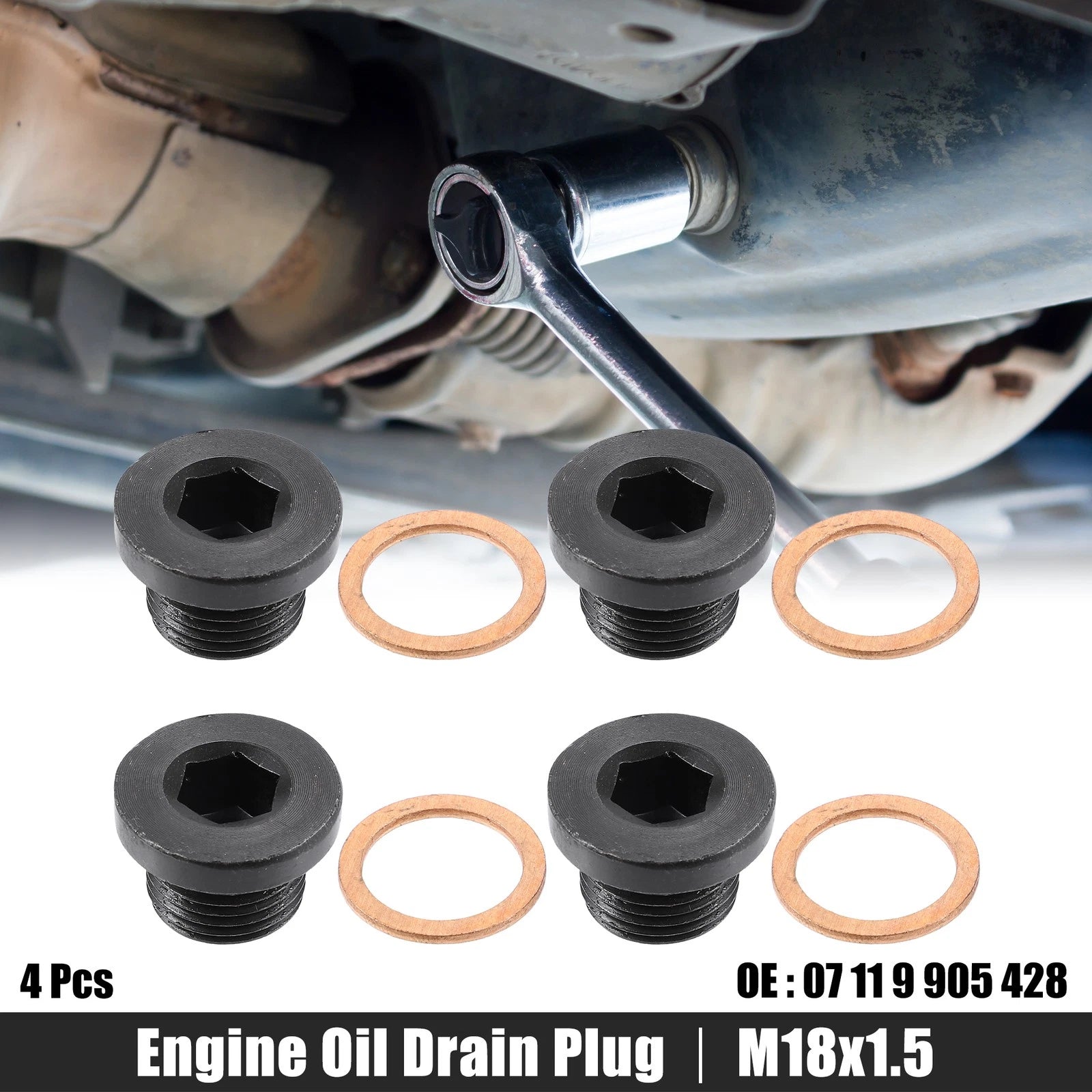 Engine Oil Drain Plug Screw with Gasket 4 Pack for BMW Mazda (1990–2025)