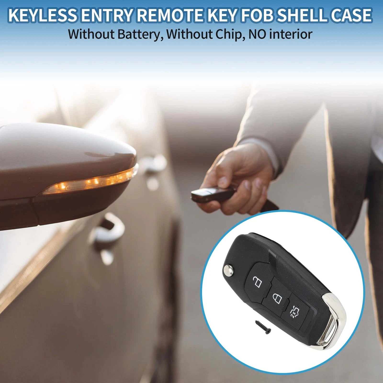Keyless Entry Remote Key Shell Case for Ford Ka Fiesta Focus Transit (2011–2018)