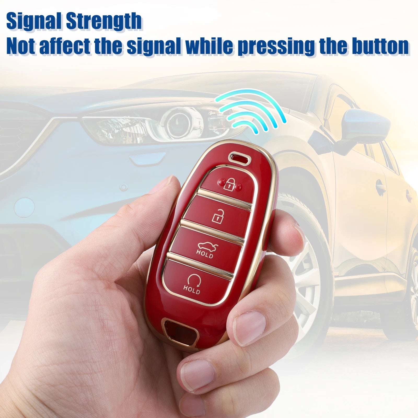 Keyless Entry Remote Cover TPU 4-Button for Hyundai Tucson (2016–2023)