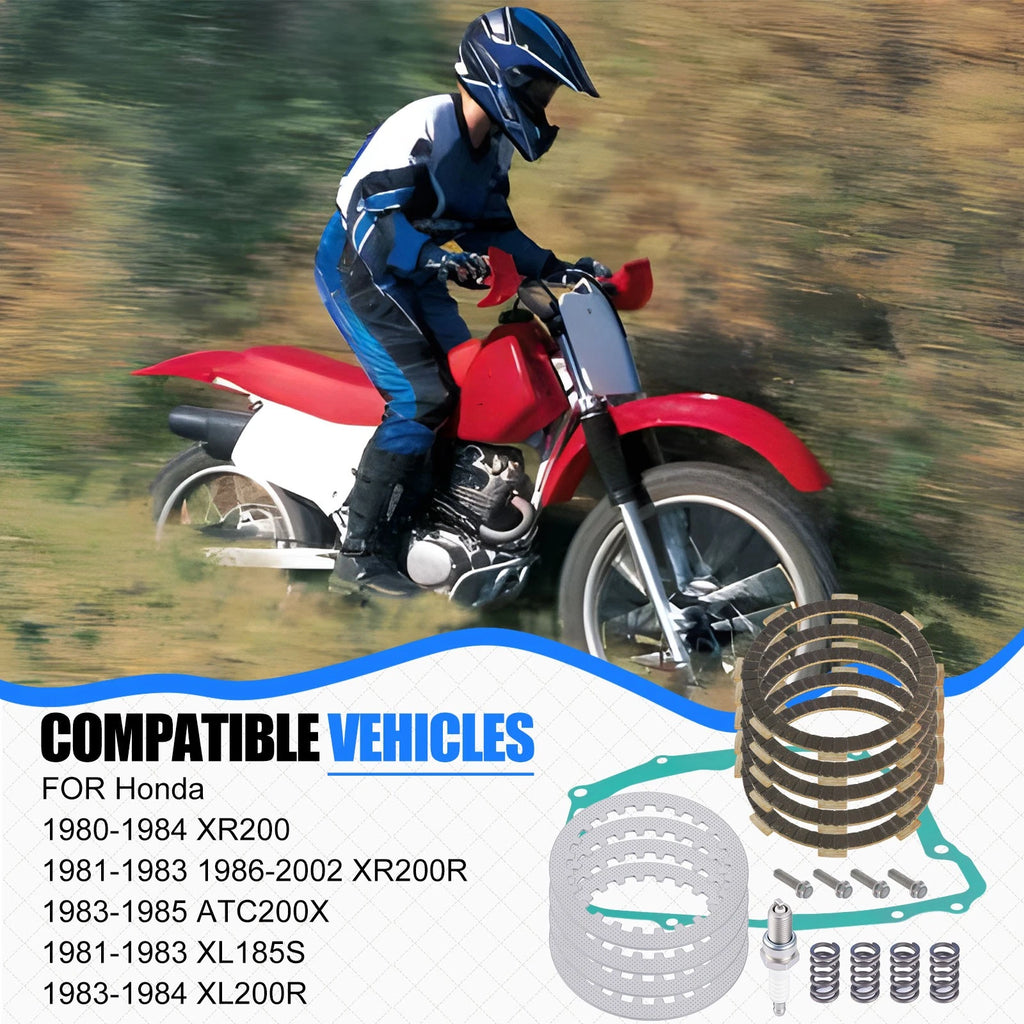 Clutch Friction Steel Plates Kit w/ Gasket for Honda XR200R (1981–2002)