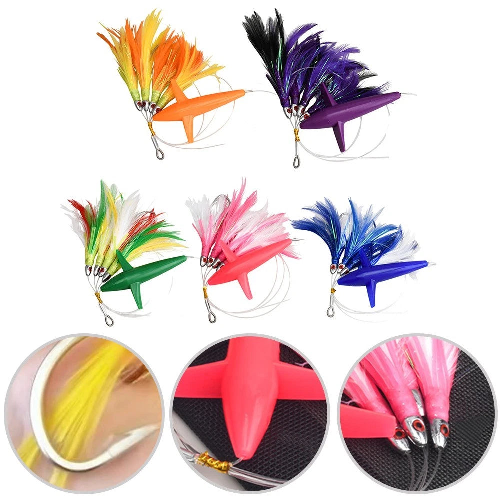 Feather Trolling Skirt Tuna Fishing Lure with UV Light Effect