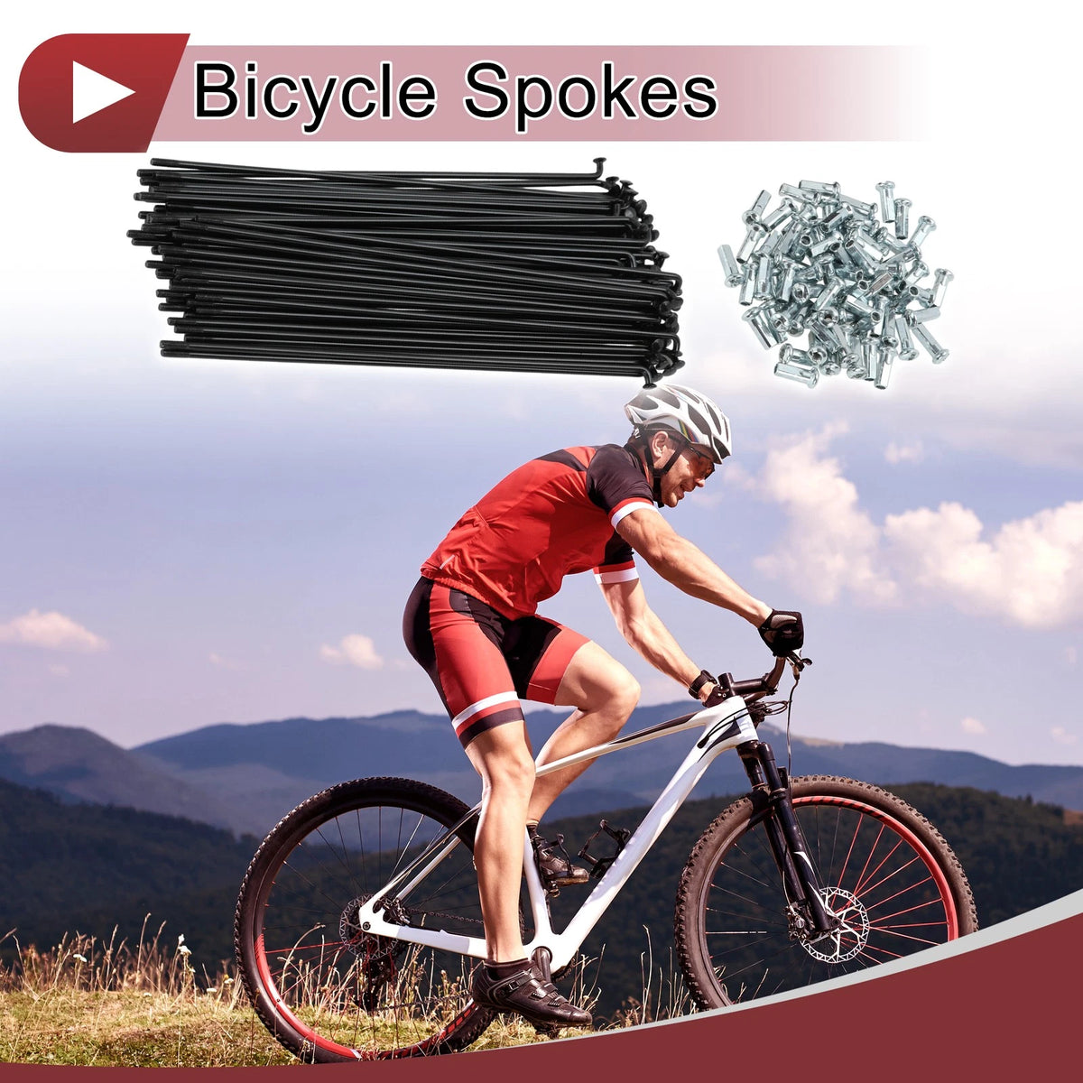 Bicycle Spokes Set 183mm Carbon Steel for 12G Wheel (183mm) (2005–2015)