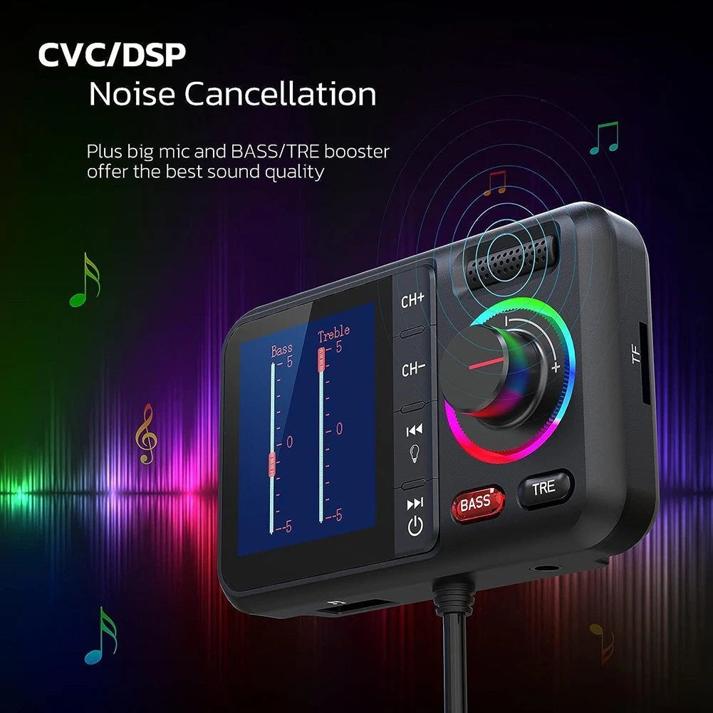 FM Transmitter Handsfree Car Music Player with Large Color Display