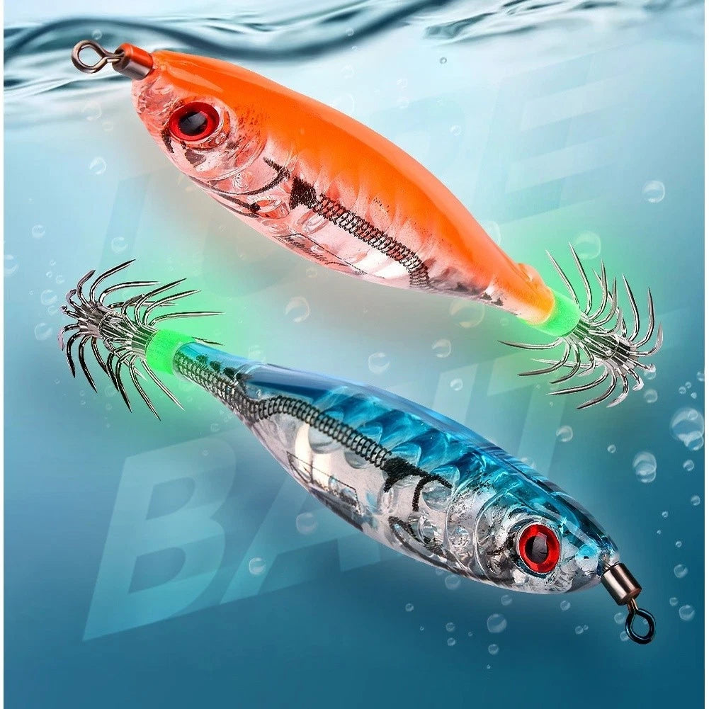 5 Color Squid Lure Fishing Bait with Night Visible Hooks Set