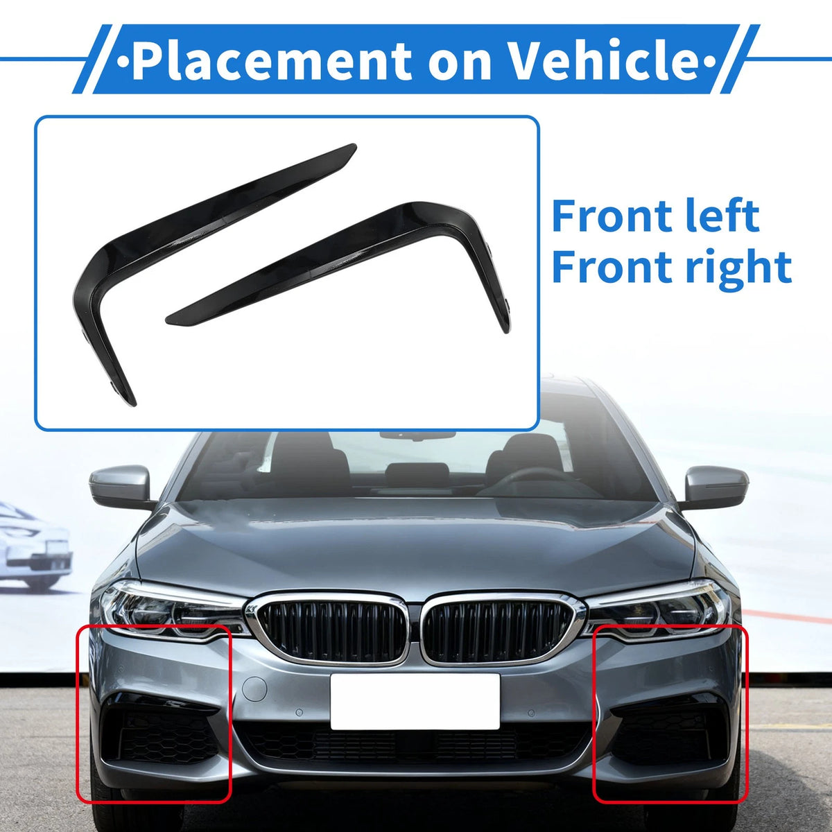 Front Left Right Bumper Fog Light Cover Replacement for BMW 5-Series (2017–2022)