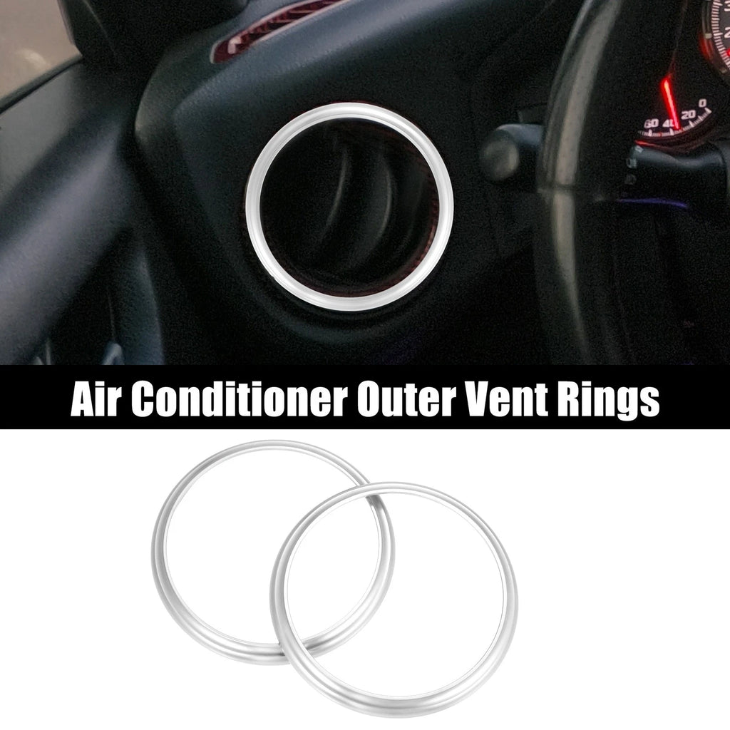Air Conditioning Outer Vent Ring Trim Set for Toyota Subaru Silver (2 Pcs)