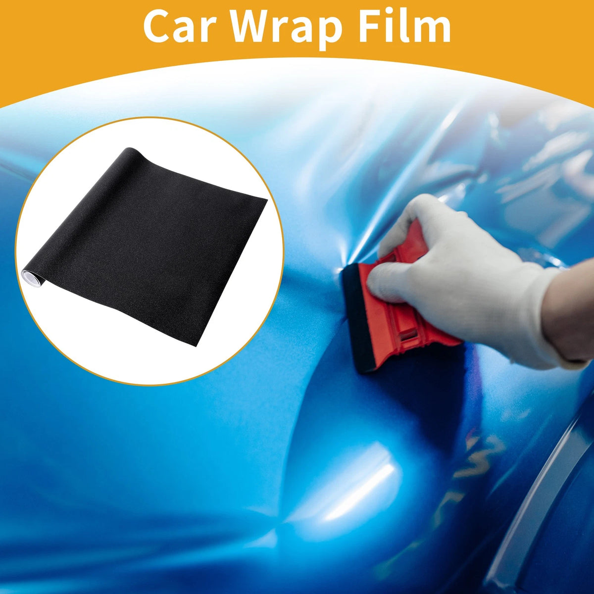 Black Flash Point Car Wrap Film for Universal Vehicles (59.8ft x 11.8ft)