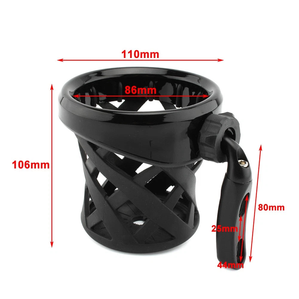 Handlebar Cup Holder Drink W/ Mesh Basket Mount Universal Fit Motorcycle Chrome