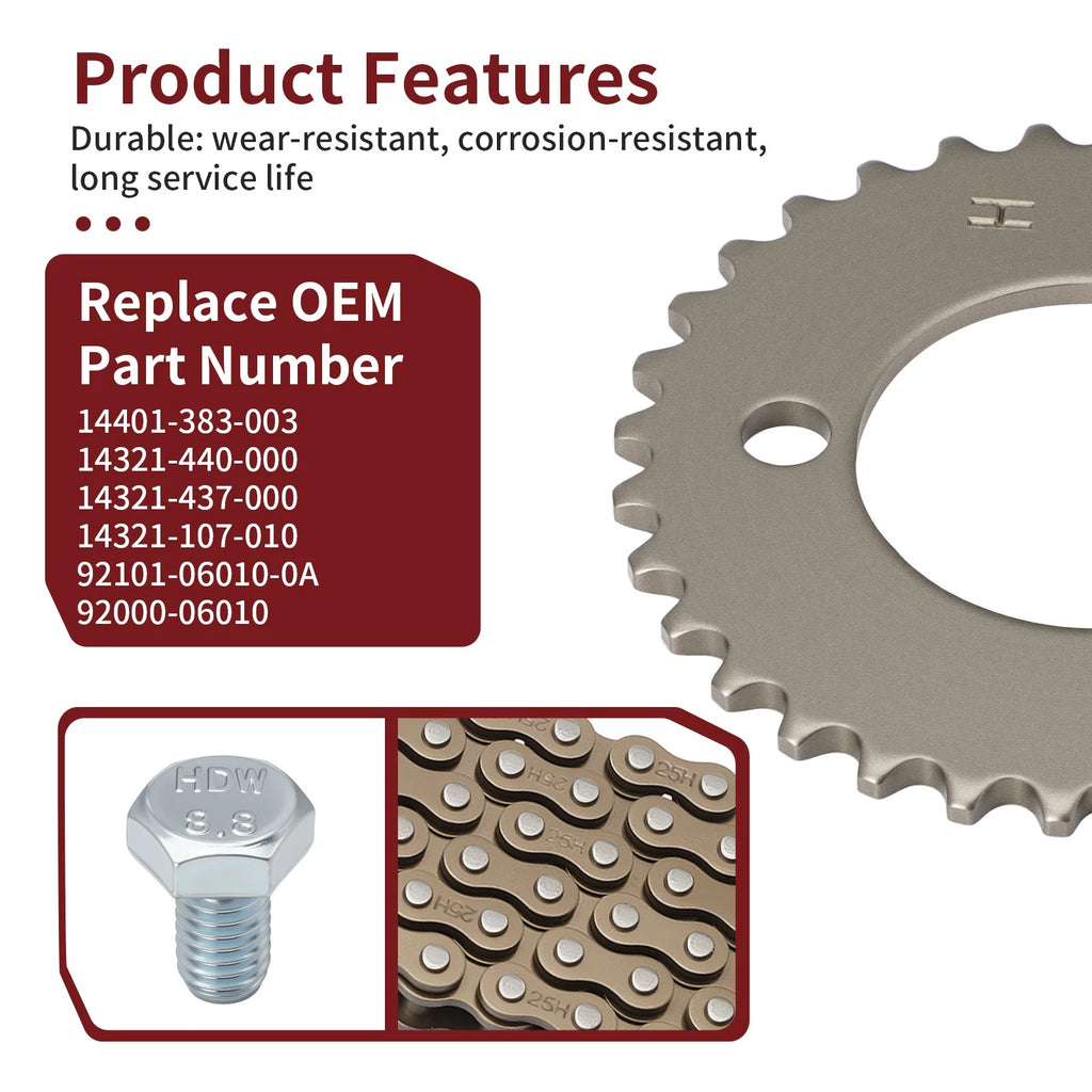 Timing Cam Chain and Sprocket 32T 14401-383-003 for Honda CT125 TL125S (1976–1977)