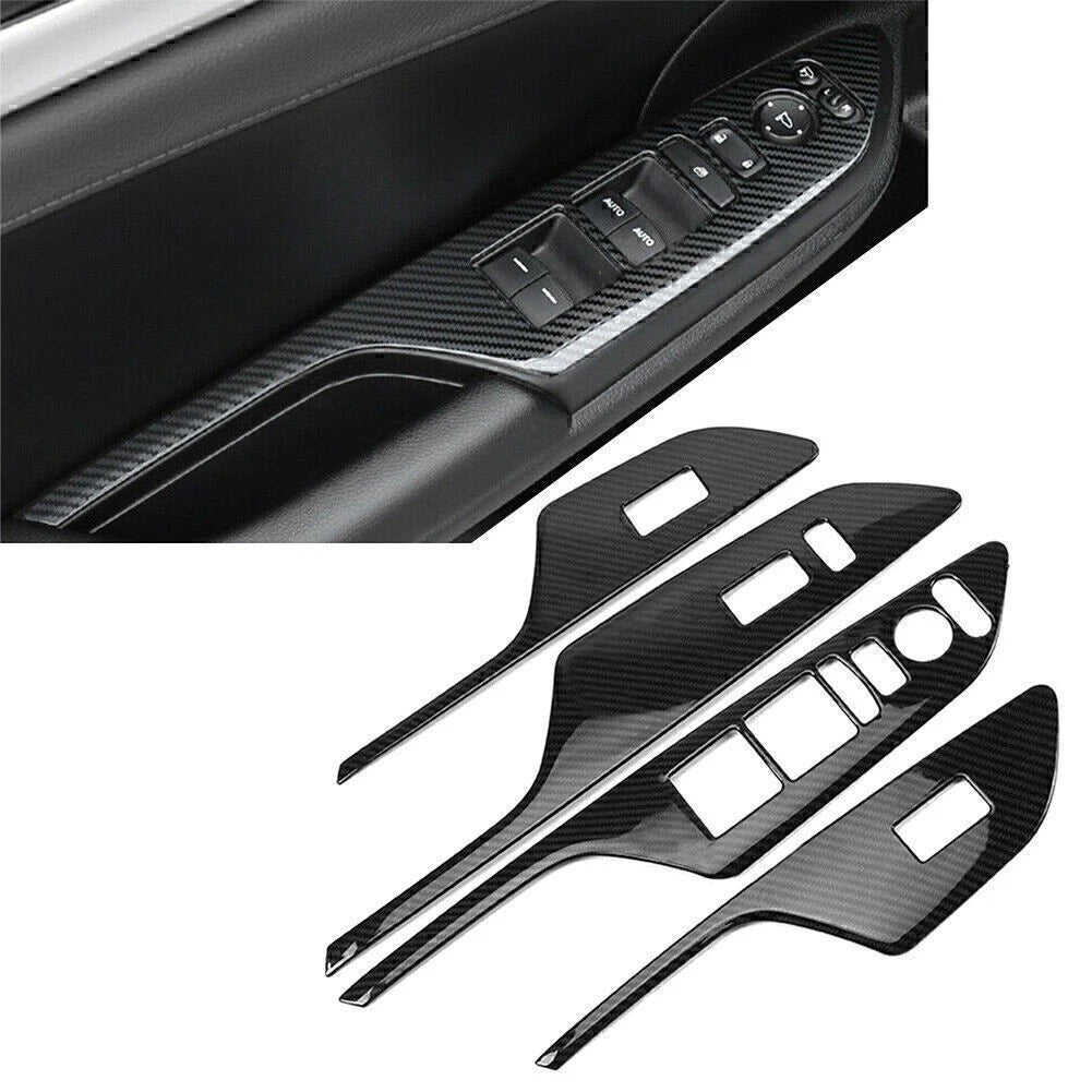 Steel Window Elevator Panel Switch Trim for Honda Civic (2016–2020) Carbon Fiber