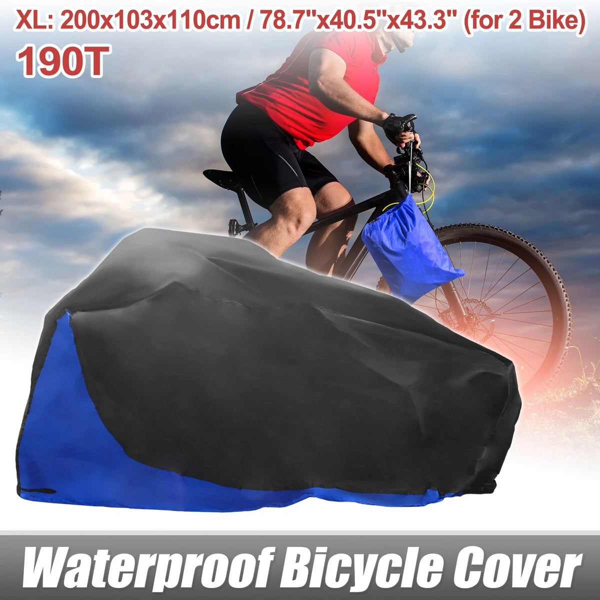 Waterproof Bike Cover Protector XL for 2 Bicycles Mountain Bike Blue
