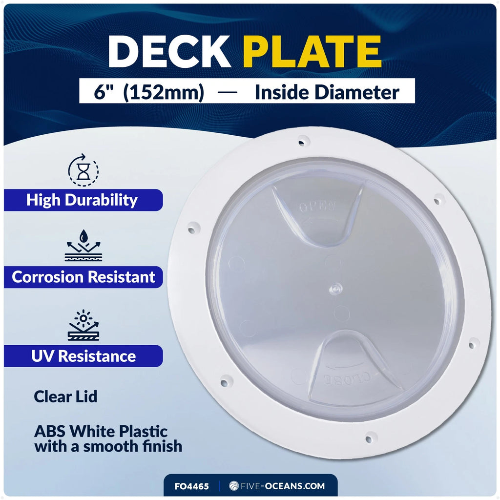 6" Round Inspection Deck Plate for Marine Access Hatch (Boat)