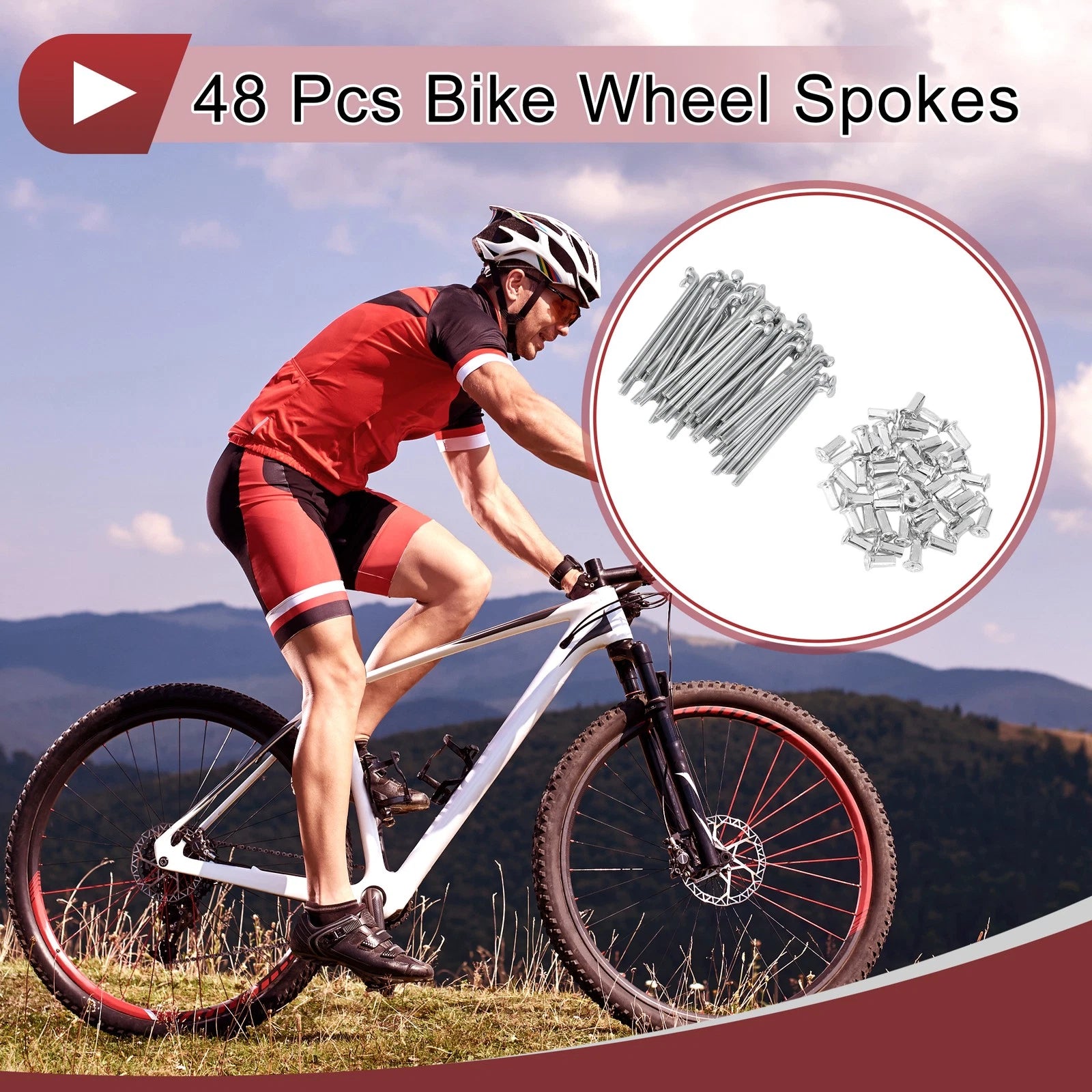 Bicycle Spokes Set 60mm Galvanized Steel for 10G Bike Wheels