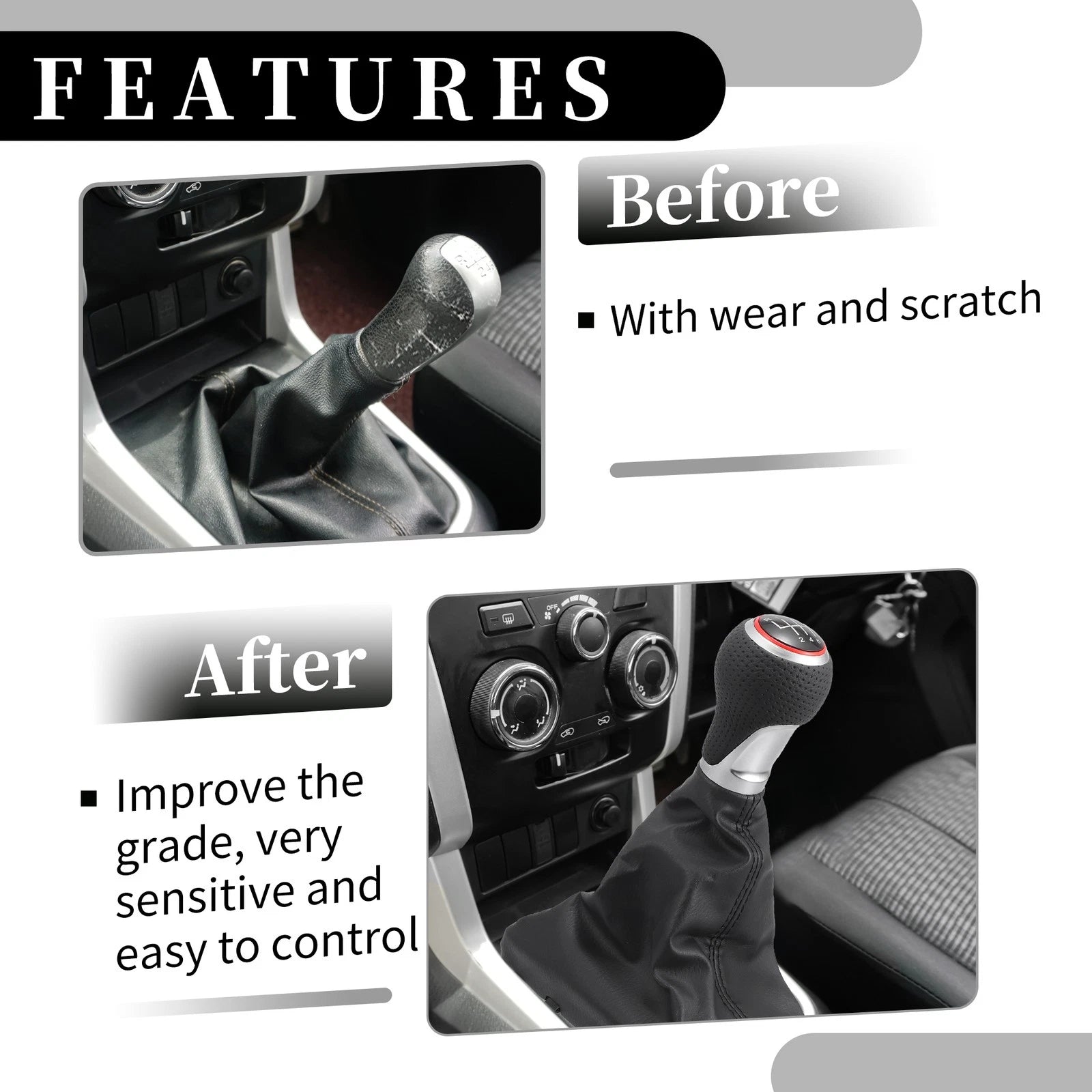 6 Speed Manual Shifter Knob with Cover for Audi A6 (2004–2008)
