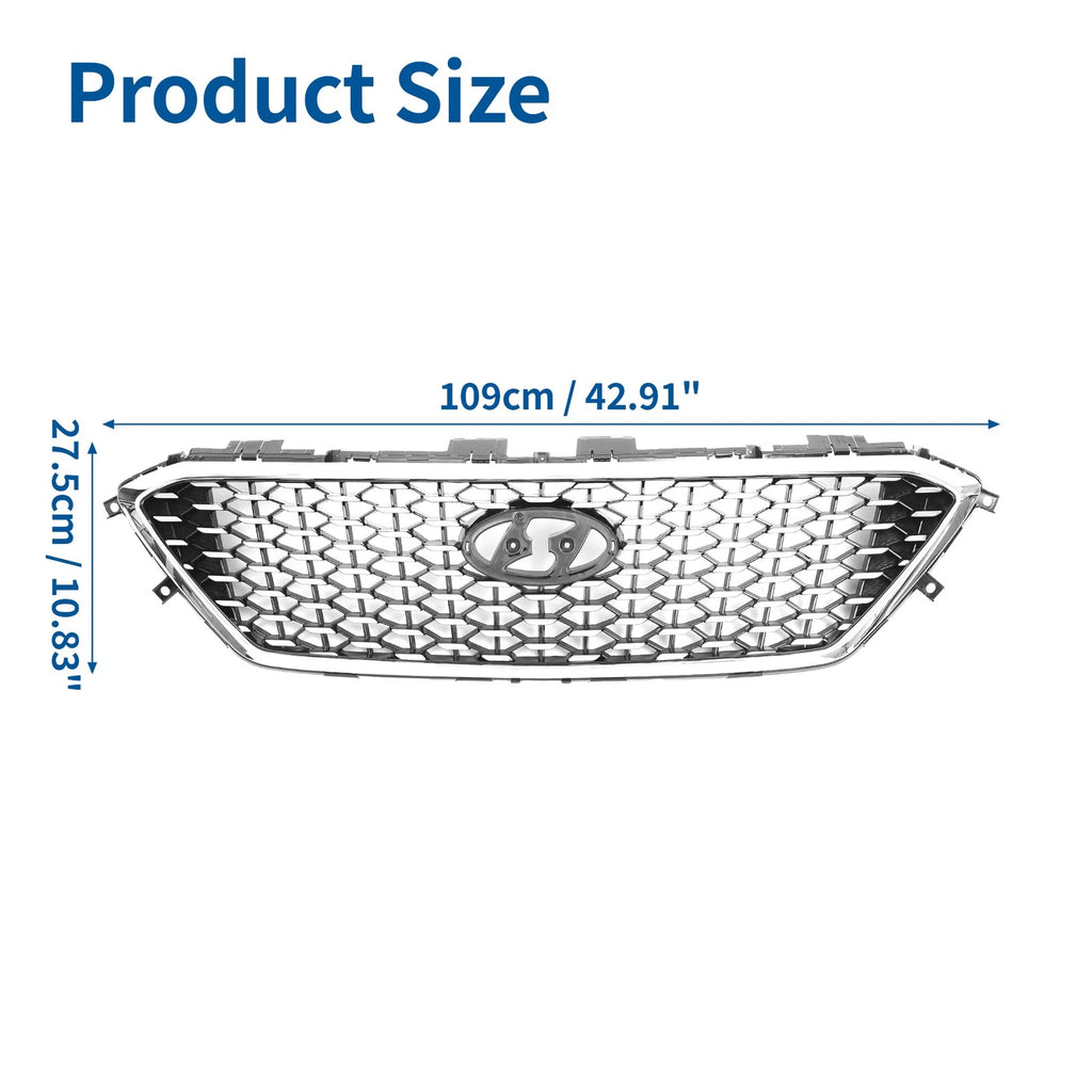 Front Hood Bumper Grille Insert Replacement for Hyundai Sonata (2018–2024)