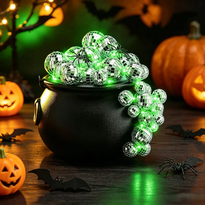 96 Pcs Halloween Cauldron Lighting Kit with Disco Balls and Light Strings