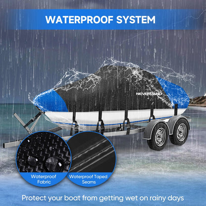 Boat Cover Waterproof for V-Hull Speedboat 14ft 15ft 16ft