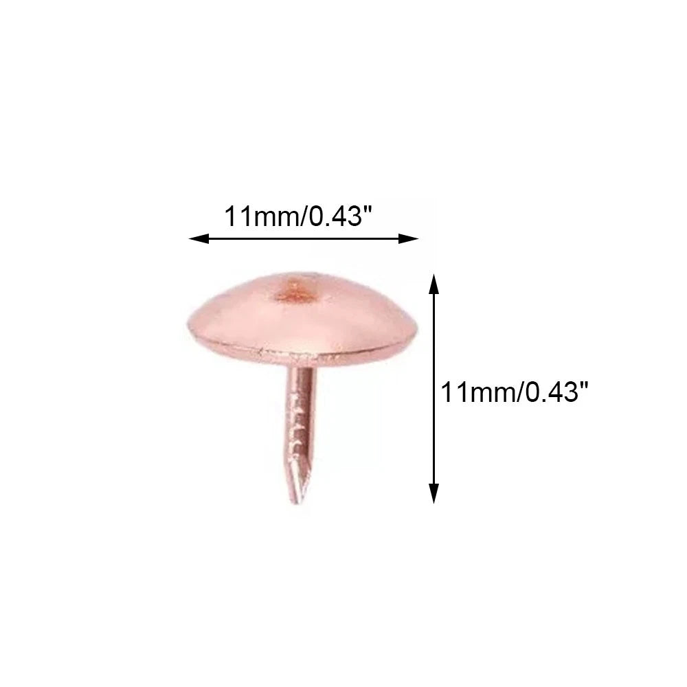 100Pcs Rose Color Upholstery Nails for Furniture, Jewelry Box, Sofa Bed