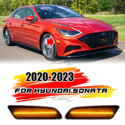 Smoked LED Front Bumper Side Marker Light 2pc for Hyundai Sonata (2020–2023)