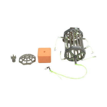 Fishing Bait Cage String Feeder with 8 Carbon Steel Hooks for Carp